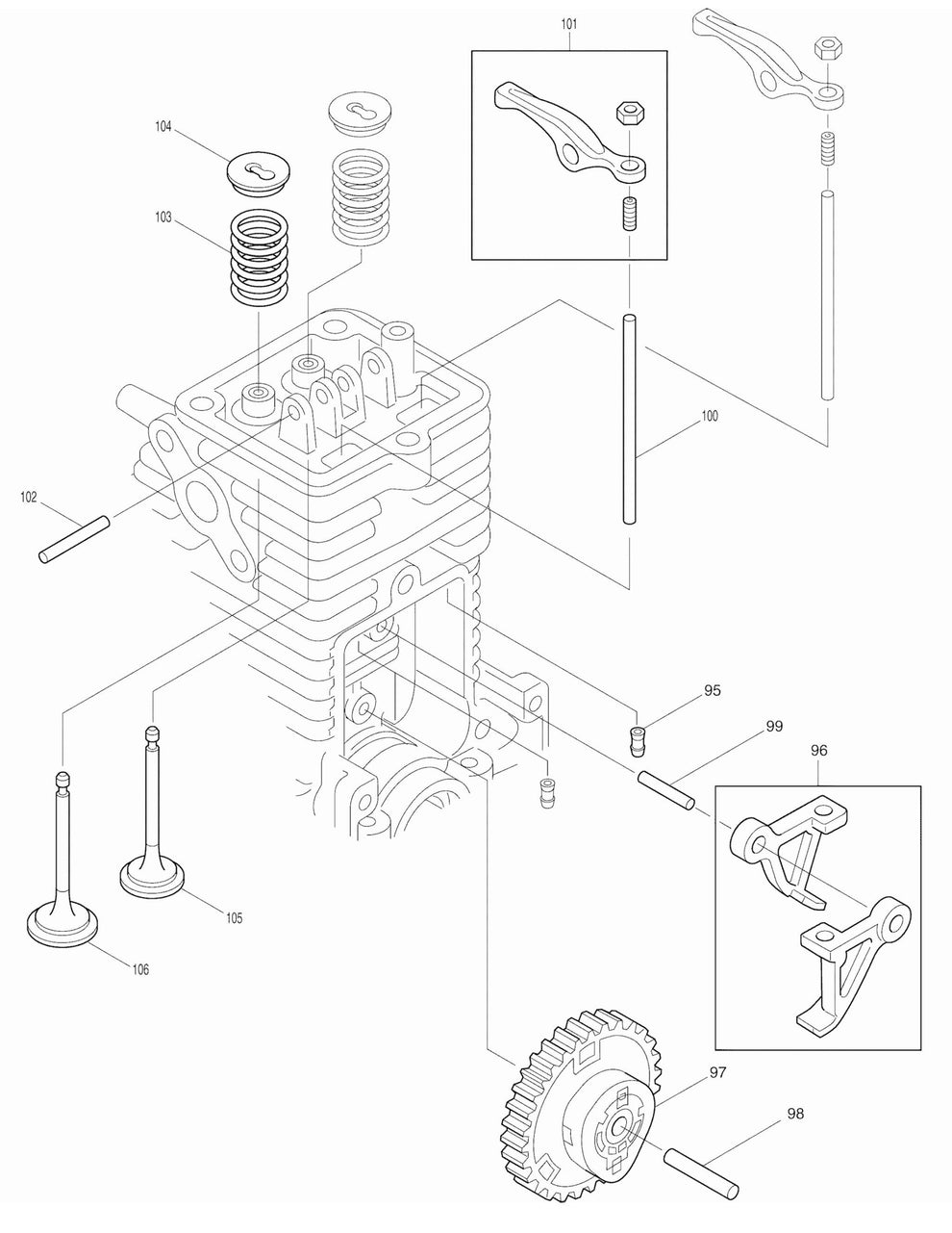 EM4250 Cylinder Head And Valve Assembly Parts