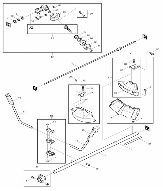 EM4250CA Drive Shaft And Handle Assembly Parts