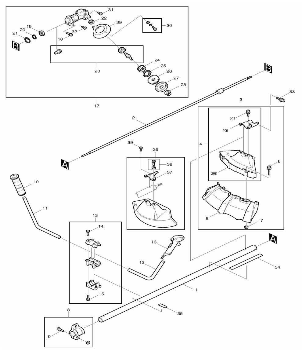 EM4250CA Drive Shaft And Handle Assembly Parts