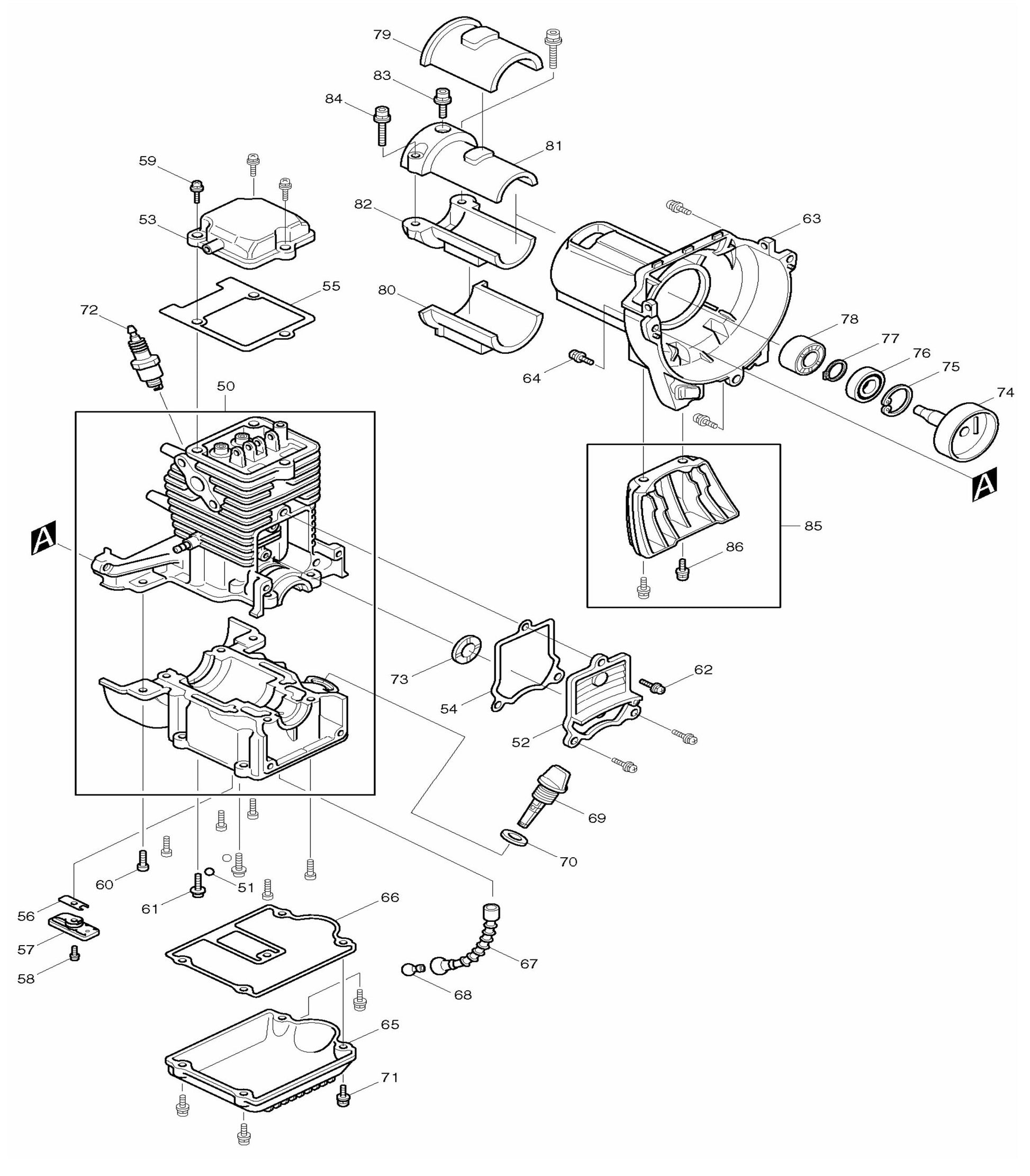 EM4250CA Cylinder And Crankcase Assembly Parts