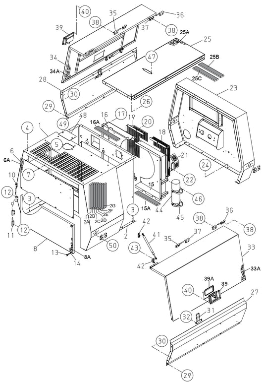 DIS185SSI4F Enclosure 2 Assembly Parts for DIS185SSI4F Air Compressor by Multiquip