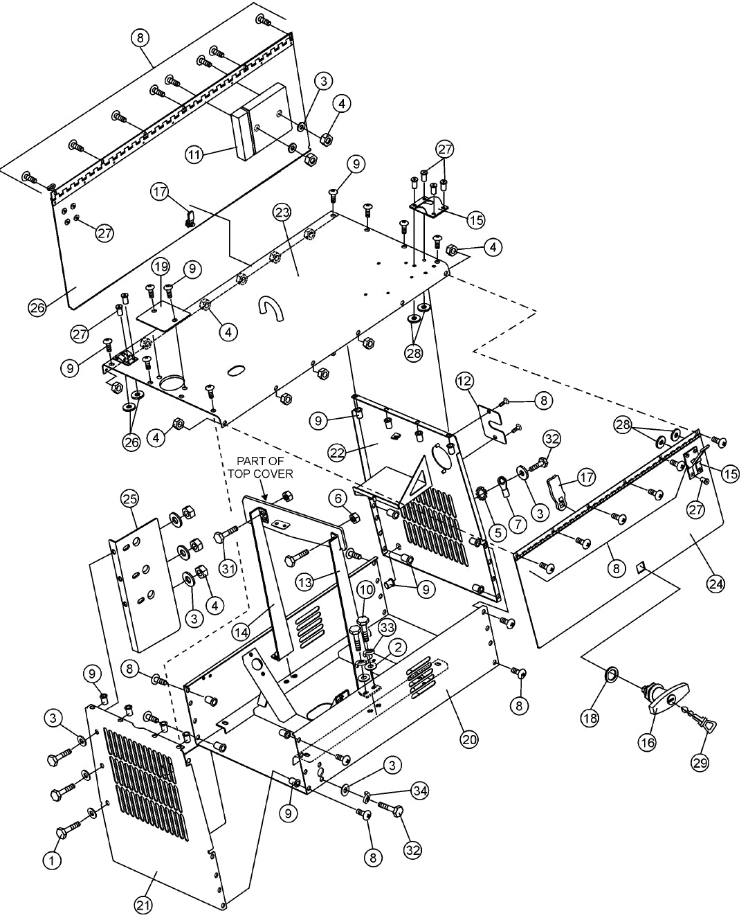 Enclosure Assembly Parts for KD1800-KD6 Light Towers by Multiquip