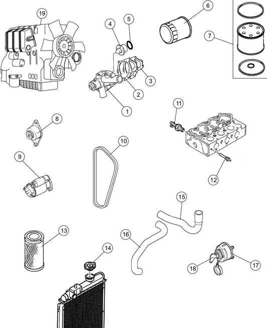 Engine (Perkins) Assembly Parts For LT12 Series Light Tower By Multiquip 