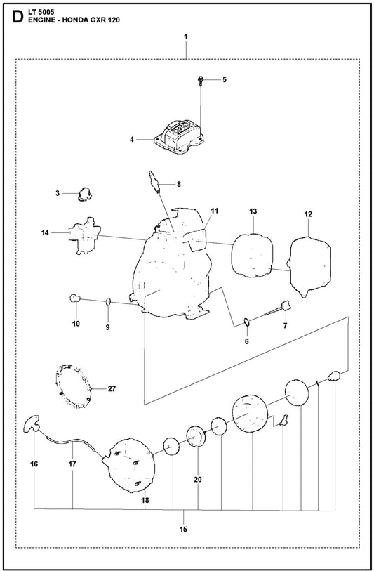 Engine- Honda GXR120 Assembly Parts For LT 5005 Compaction Rammers By Husqvarna