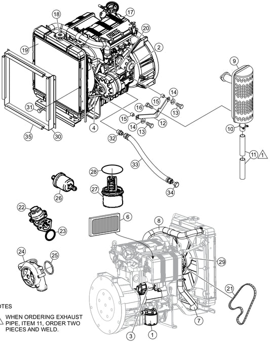 Engine Assembly Parts for LT12DAB Light Tower by Multiquip