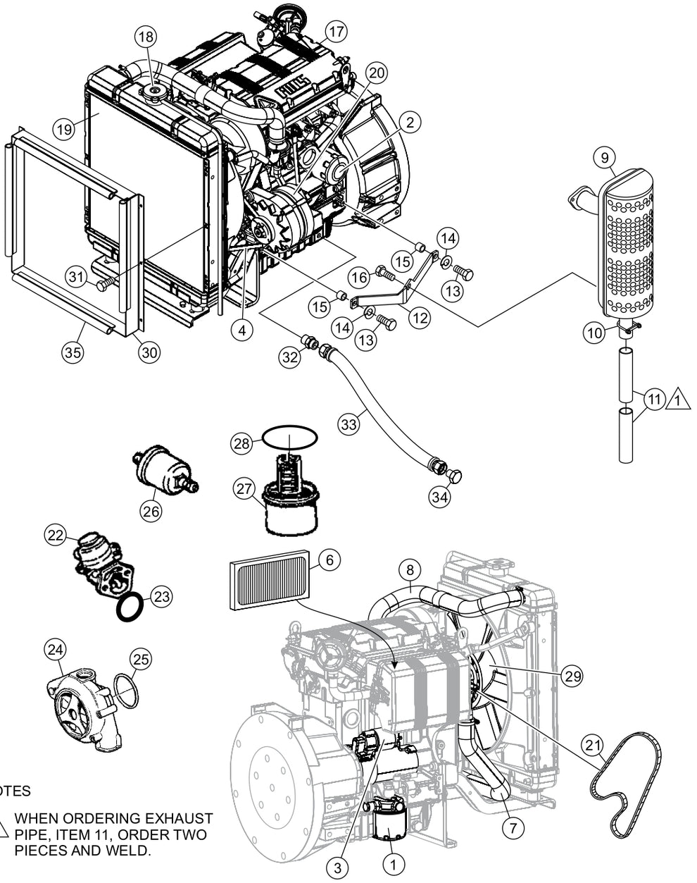 Engine Assembly Parts for LT12DAB Light Tower by Multiquip
