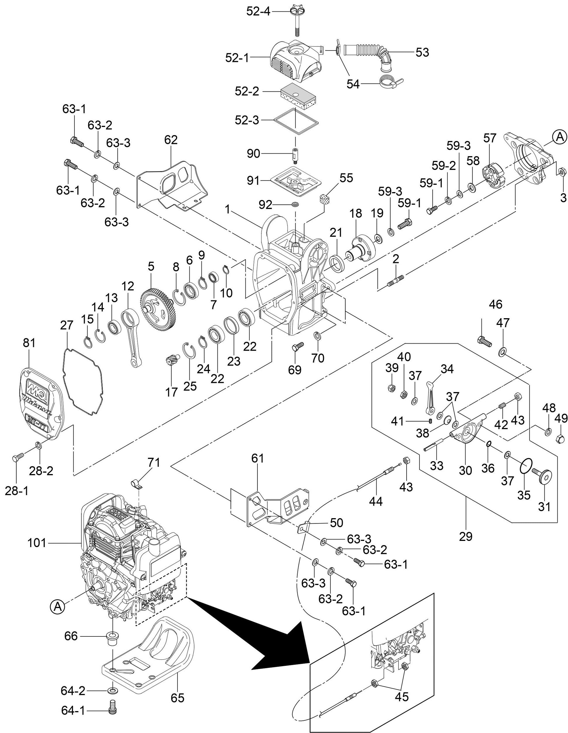 MT77HFR Crankcase And Engine Assembly Parts