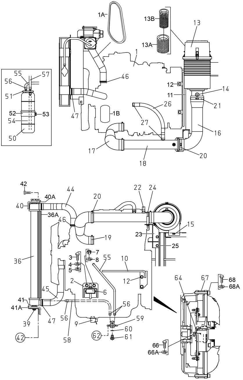 DIS185SSI4F Engine And Radiator 1 Assembly Parts for DIS185SSI4F Air Compressor by Multiquip