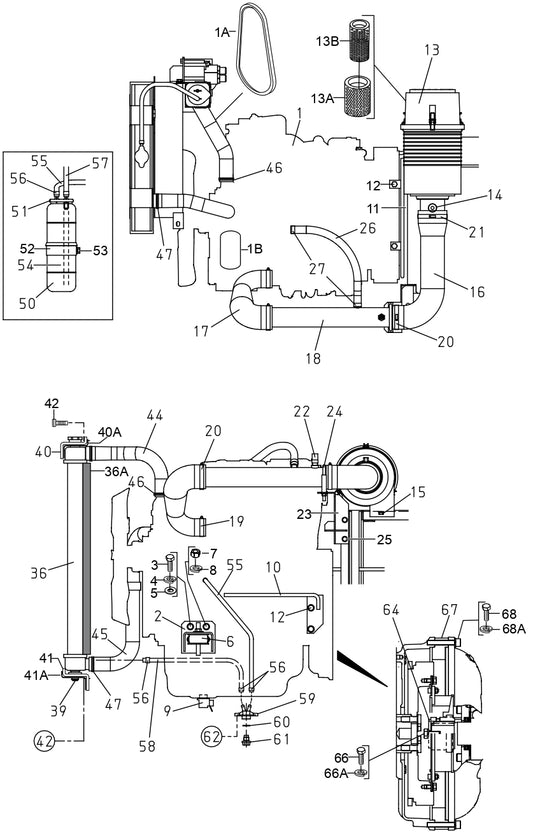 DIS185SSI4F Engine And Radiator 1 Assembly Parts for DIS185SSI4F Air Compressor by Multiquip