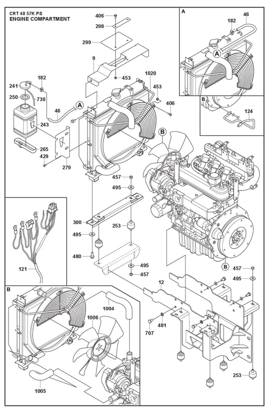 Engine Compartment Fig (2) Parts For Ride On Trowel CRT 48 PS By Husqvarna