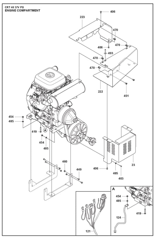 Engine Compartment Fig (1) Parts For Ride On Trowel CRT 48 PS By Husqvarna