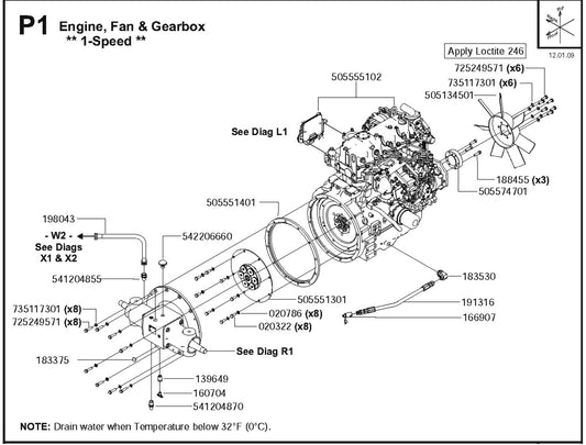 Engine, Fan And Gearbox  1- Speed Parts For FS6800D By Husqvarna