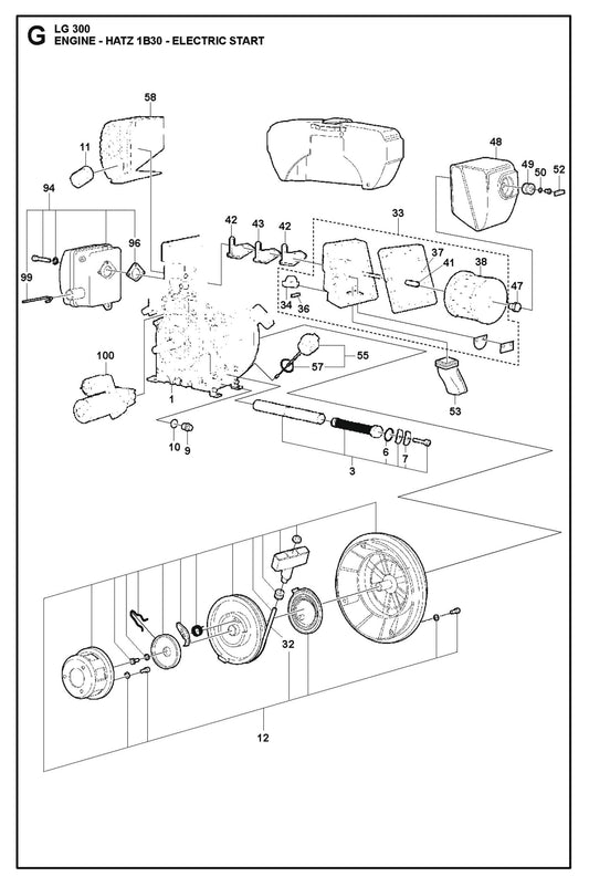 Engine - Hatz 1B30 - Electric Start Parts For LG 300 Diesel By Husqvarna