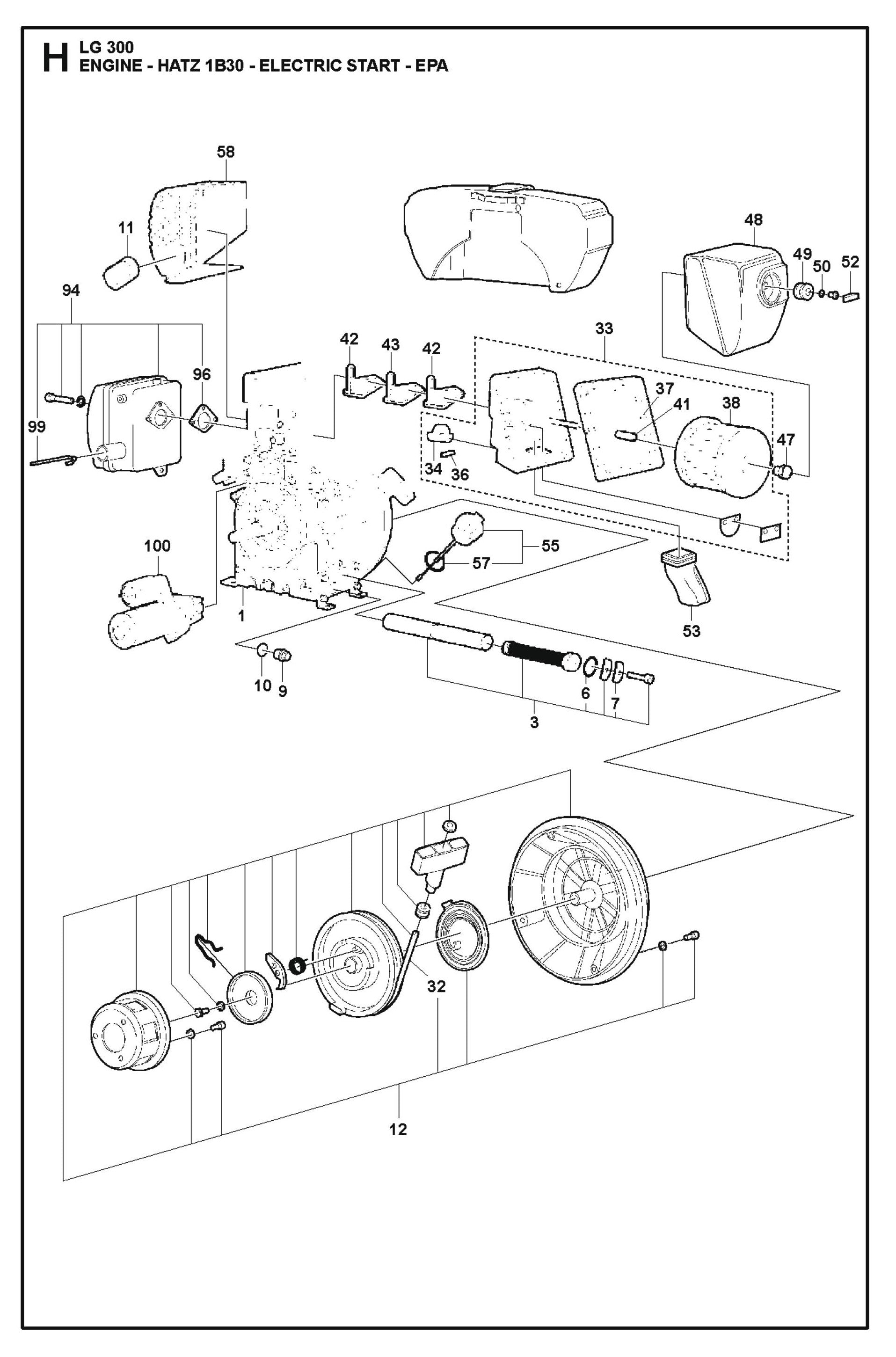 Engine - Hatz 1B30 - Electric Start - EPA Parts For LG 300 Diesel By Husqvarna