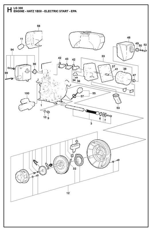 Engine - Hatz 1B30 - Electric Start - EPA Parts For LG 300 Diesel By Husqvarna