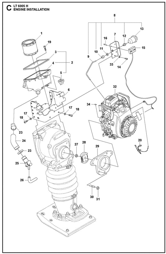 Engine Installation Parts For LT 6005 H-967854503  Compaction Rammers By Husqvarna