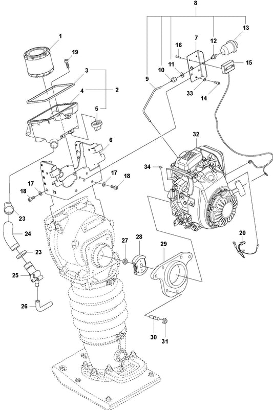 Engine Installation Assembly Parts For LT6005 Compaction Rammers By Husqvarna