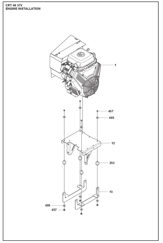 Engine Installation Fig (2) Parts For Ride On Trowel CRT 48 Petrol By Husqvarana