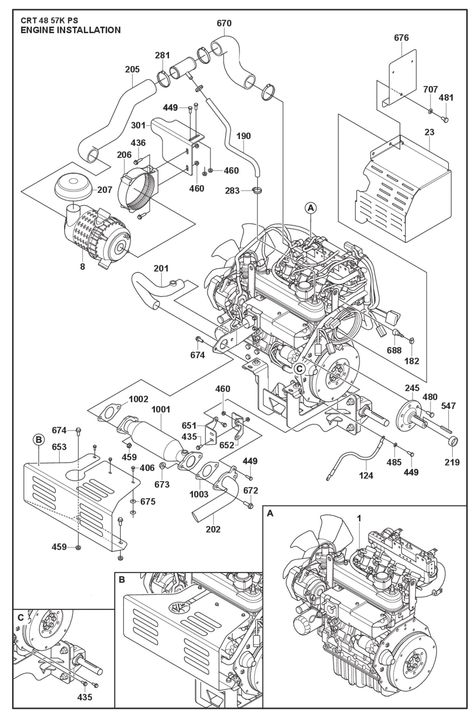 Engine Installation Fig (2) Parts For Ride On Trowel CRT 48 PS By Husqvarana