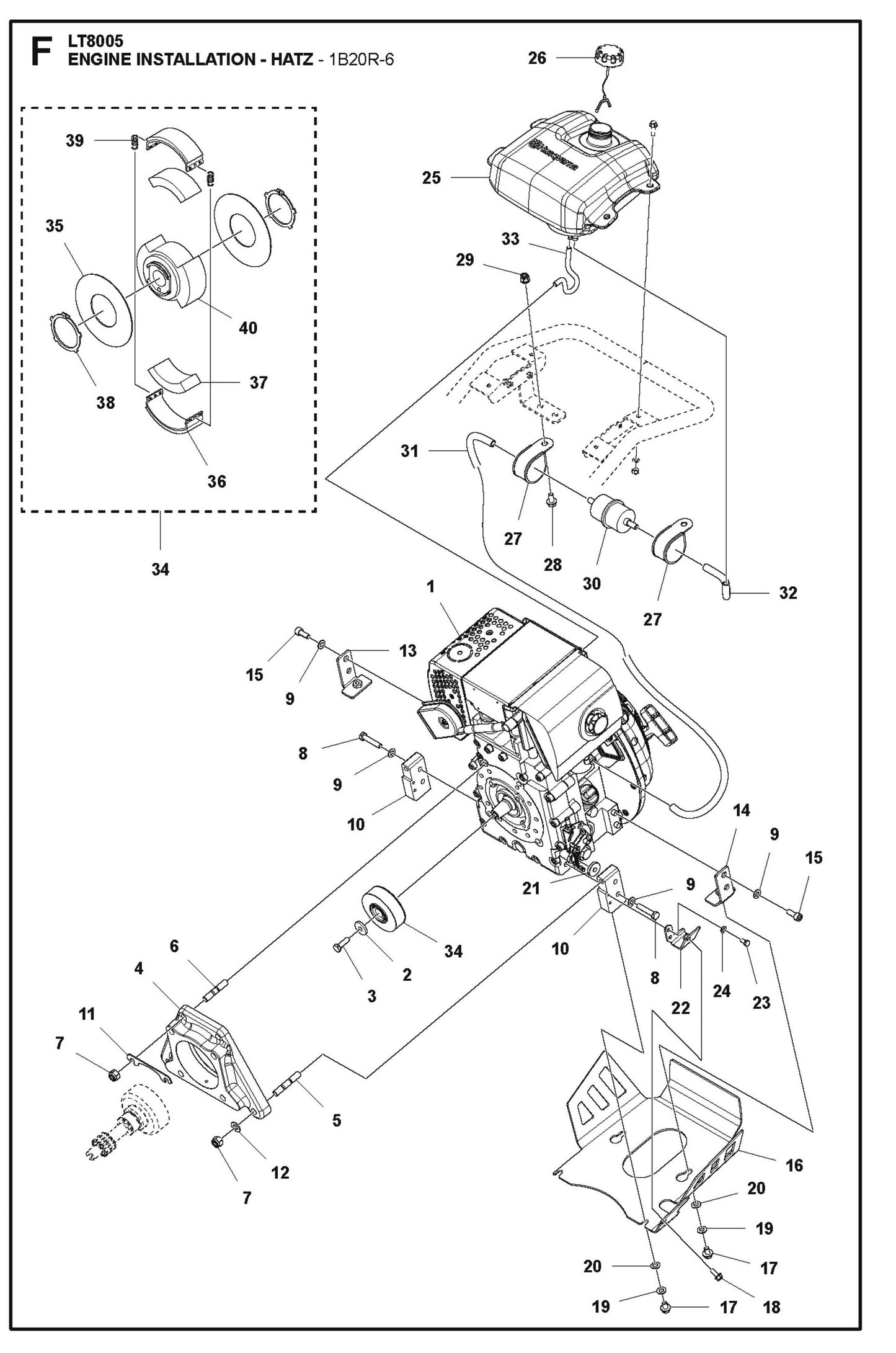 Engine Installation - Hatz - 1B20R-6 Parts For LT8005 Compaction Rammer By Husqvarna