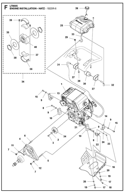 Engine Installation - Hatz - 1B20R-6 Parts For LT8005 Compaction Rammer By Husqvarna