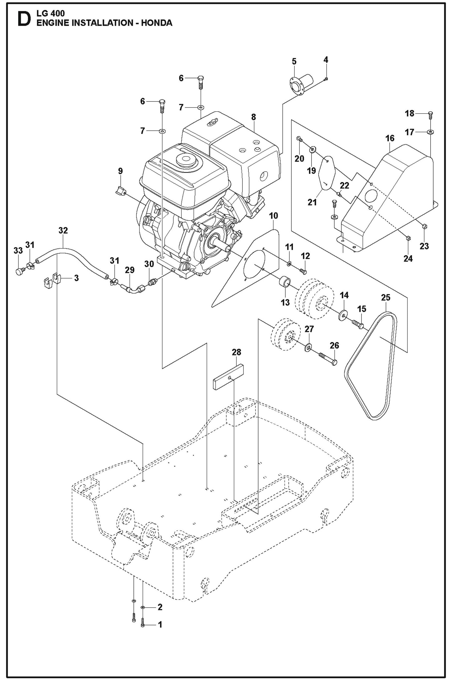 Engine Installation - Honda Parts For LG 400 Petrol By Husqvarna