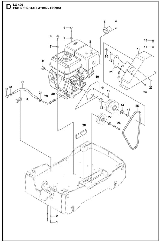 Engine Installation - Honda Parts For LG 400 Petrol By Husqvarna