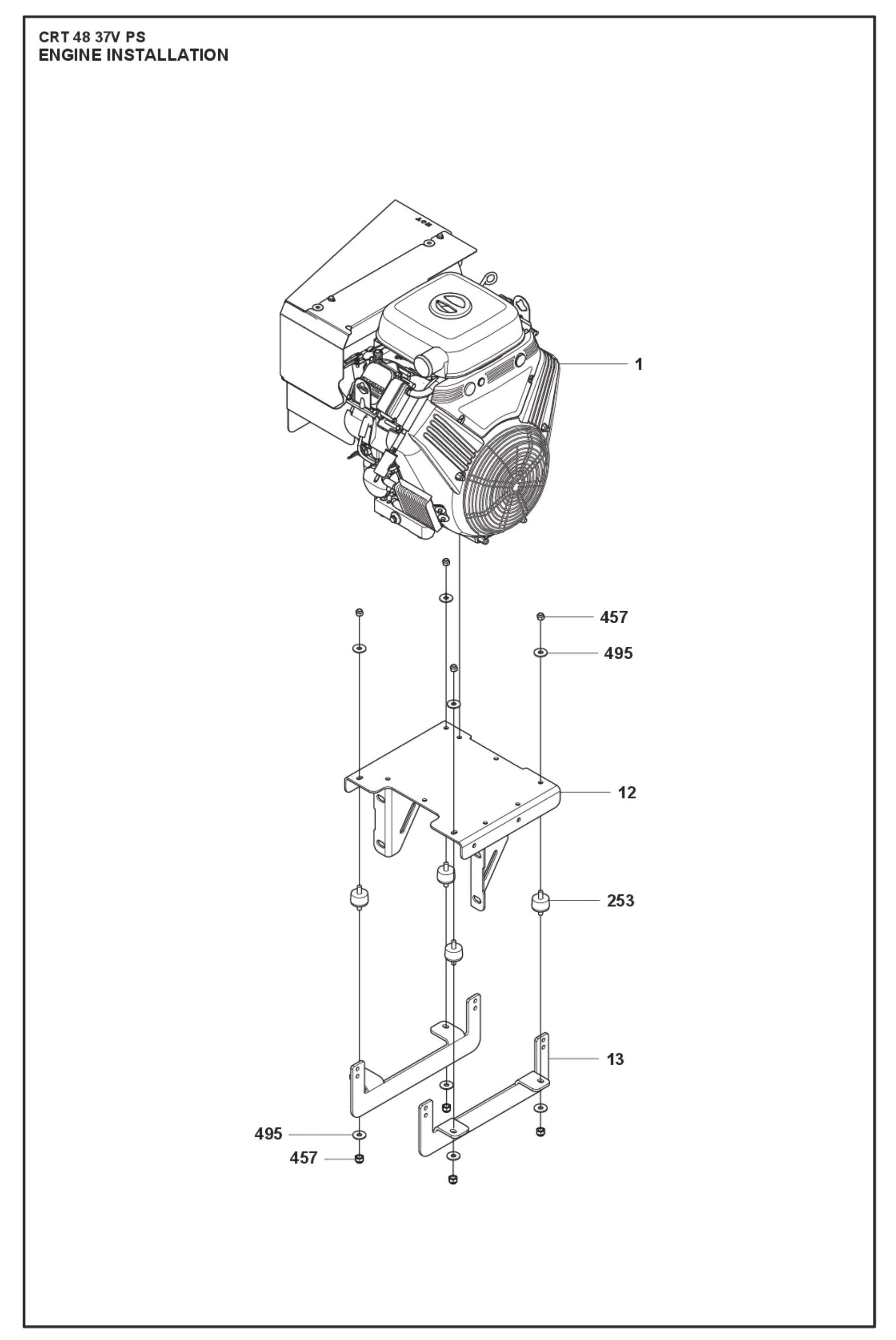 Engine Installation Fig (1) Parts For Ride On Trowel CRT 48 PS By Husqvarna