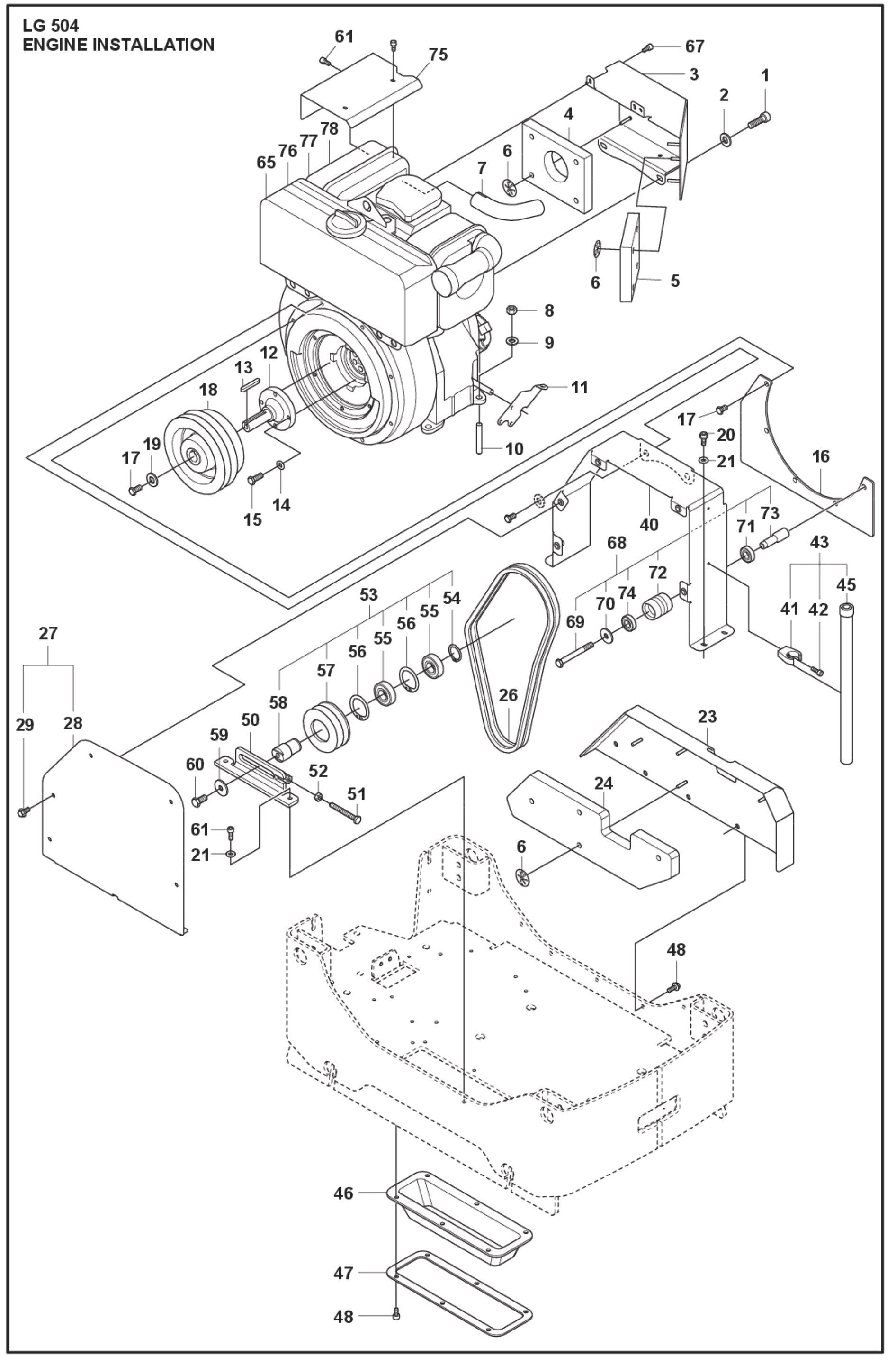 Engine Installation Parts For LG 504 Reversible Plate Compactor By Husqvarna