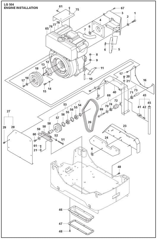 Engine Installation Parts For LG 504 Reversible Plate Compactor By Husqvarna
