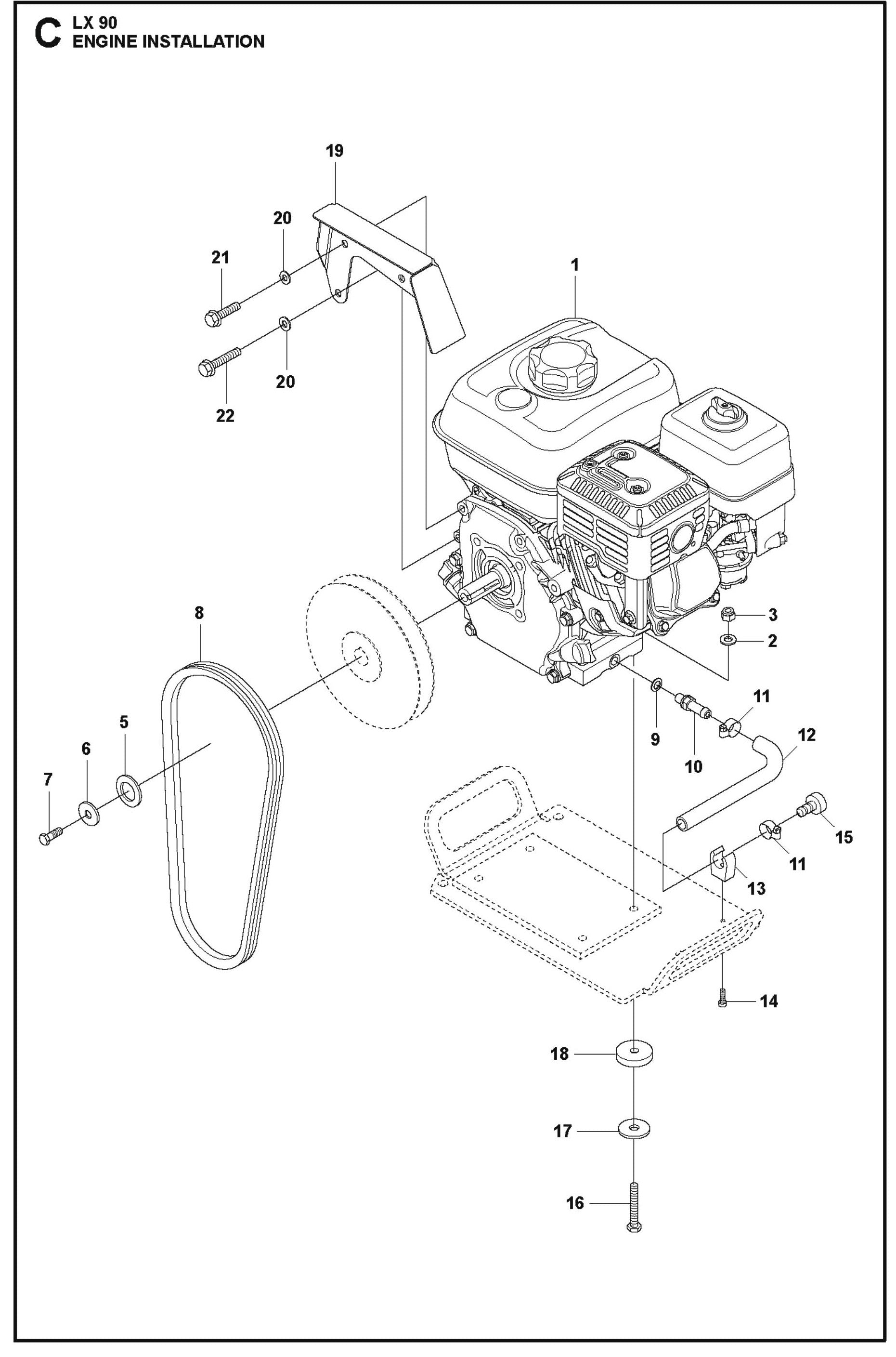 Engine Installation Parts For LX 90 By Husqvarna