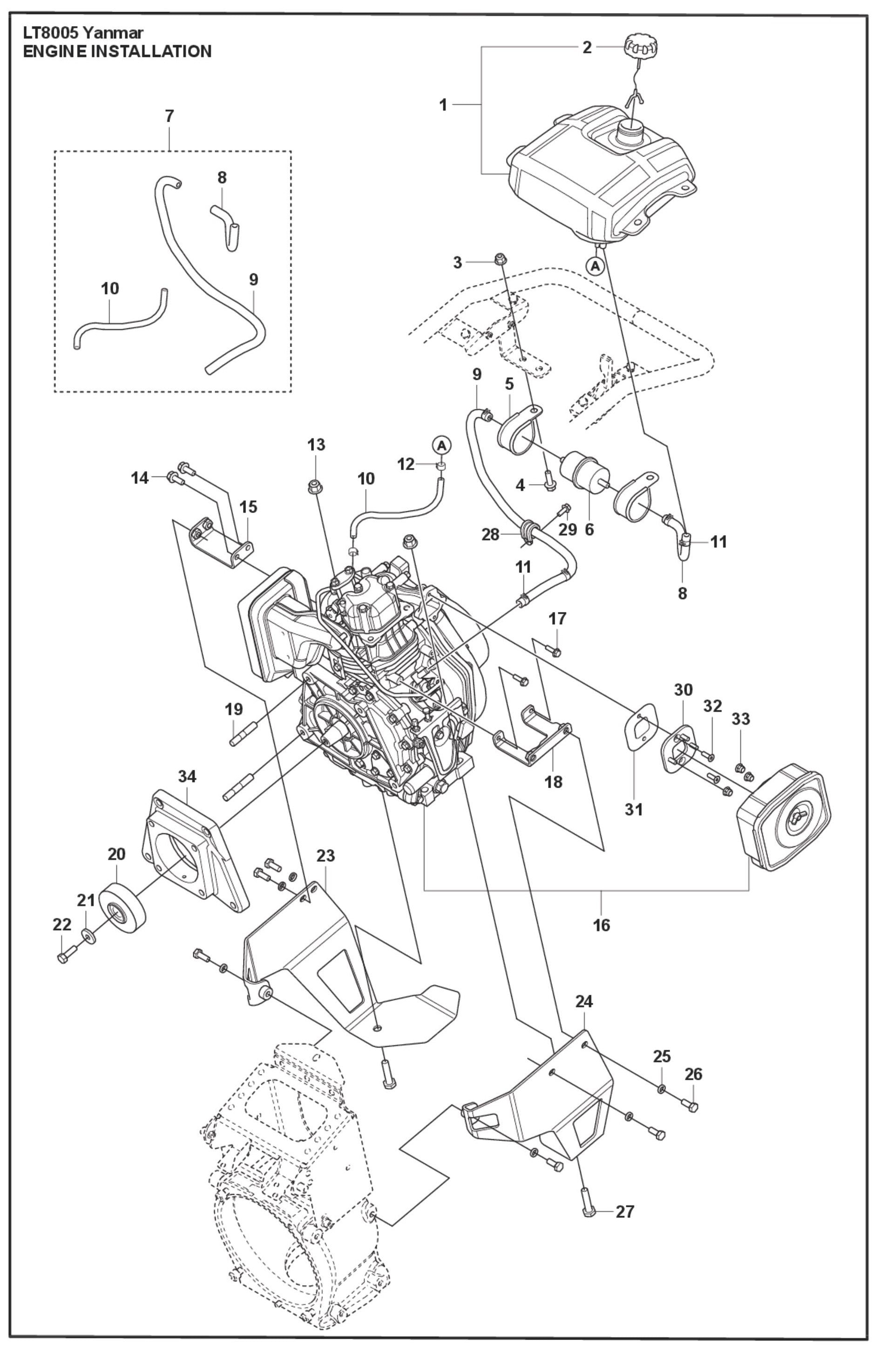 Engine Installation Parts For LT8005 II Yanmar By Husqvarna