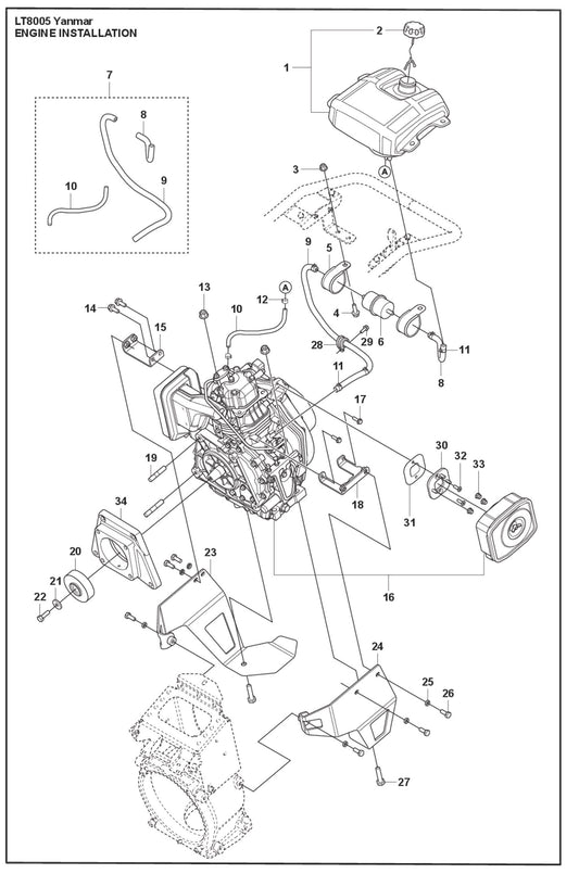 Engine Installation Parts For LT8005 II Yanmar By Husqvarna