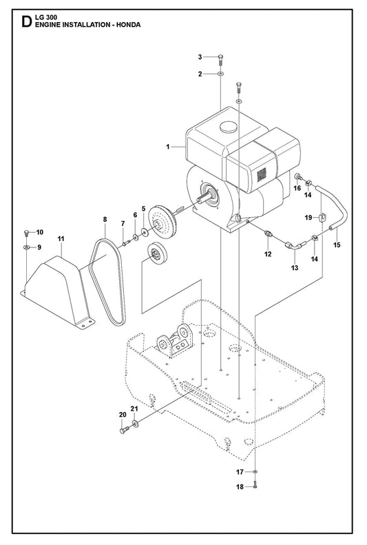 Engine Installation - Honda Parts For LG 300 Diesel By Husqvarna