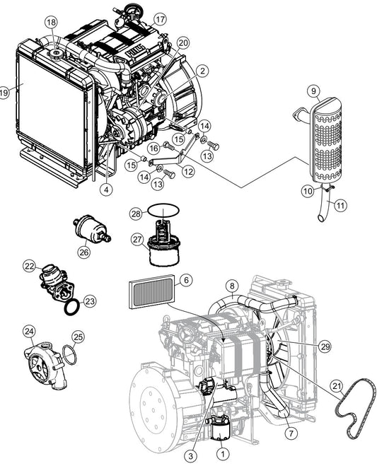 Engine Assembly (DEUTZ/LOMBARDINI) Parts For LT 12 Series Light Tower By Multiquip