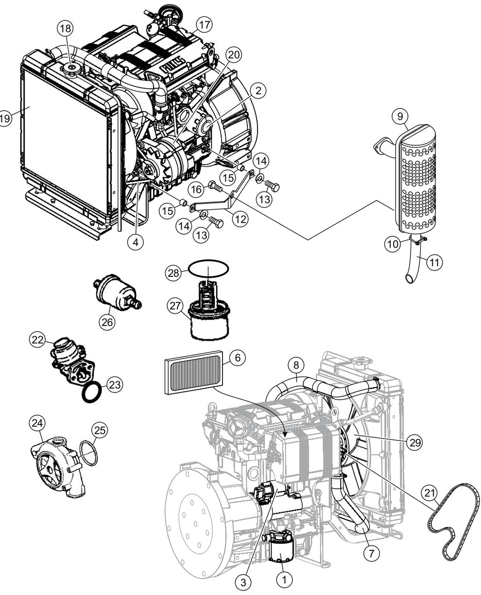 Engine Assembly (DEUTZ/LOMBARDINI) Parts For LT 12 Series Light Tower By Multiquip