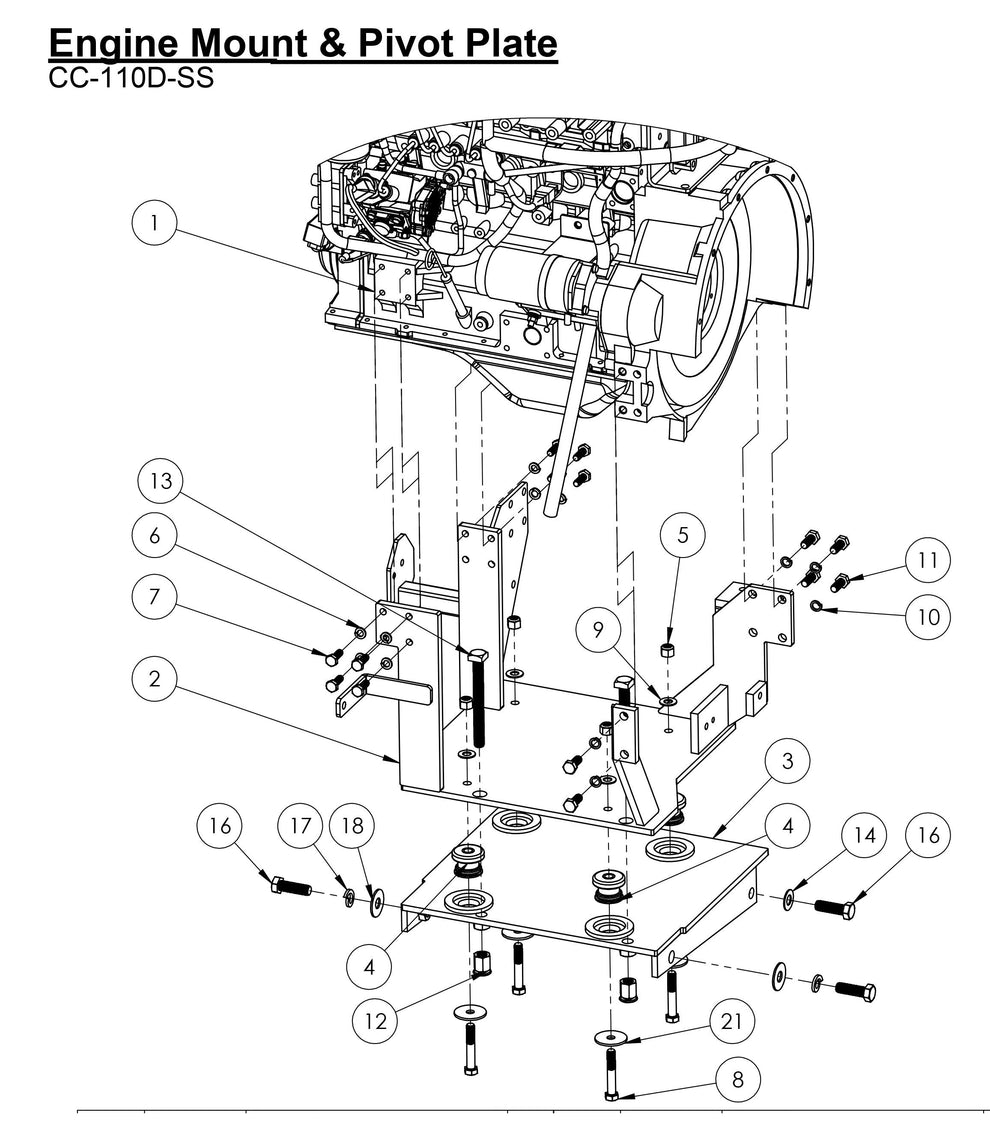 CC-110D-SS Engine Mount &amp; Pivot Plate Assembly Parts