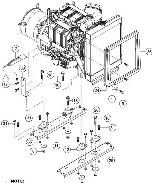 Engine Mounting Assembly Parts For LT6K5 Light Tower By Multiquip 