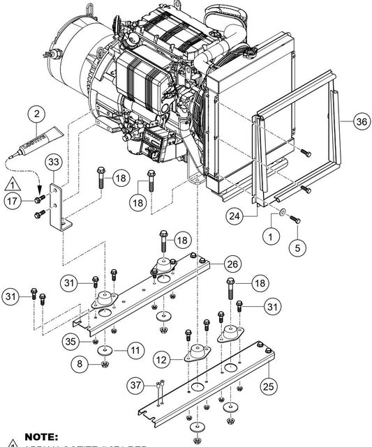 Engine Mounting Assembly Parts For LT6KV Light Tower By Multiquip 