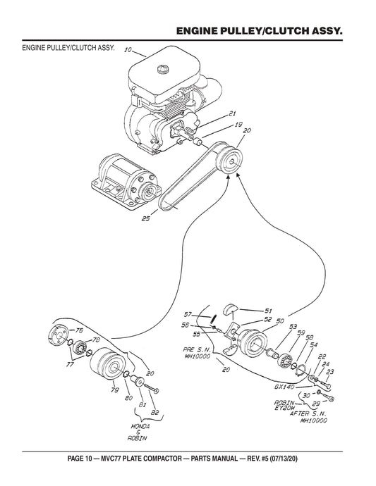 MVC77 Engine Pulley/Clutch Assembly Parts