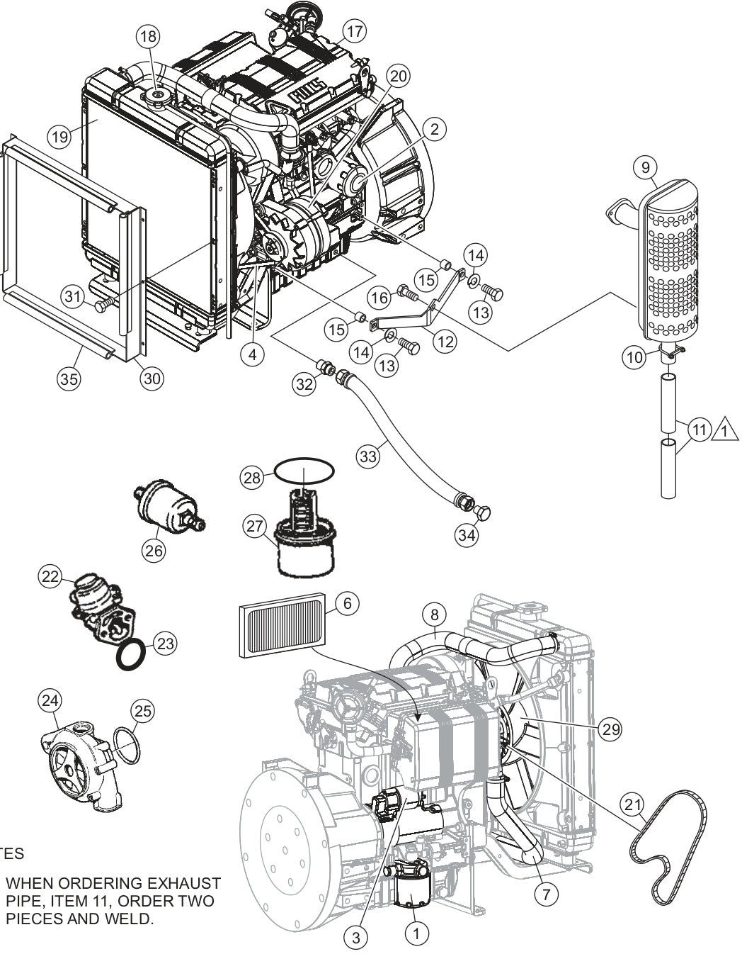 Engine Assembly Parts for LT12D50B Light Tower by Multiquip