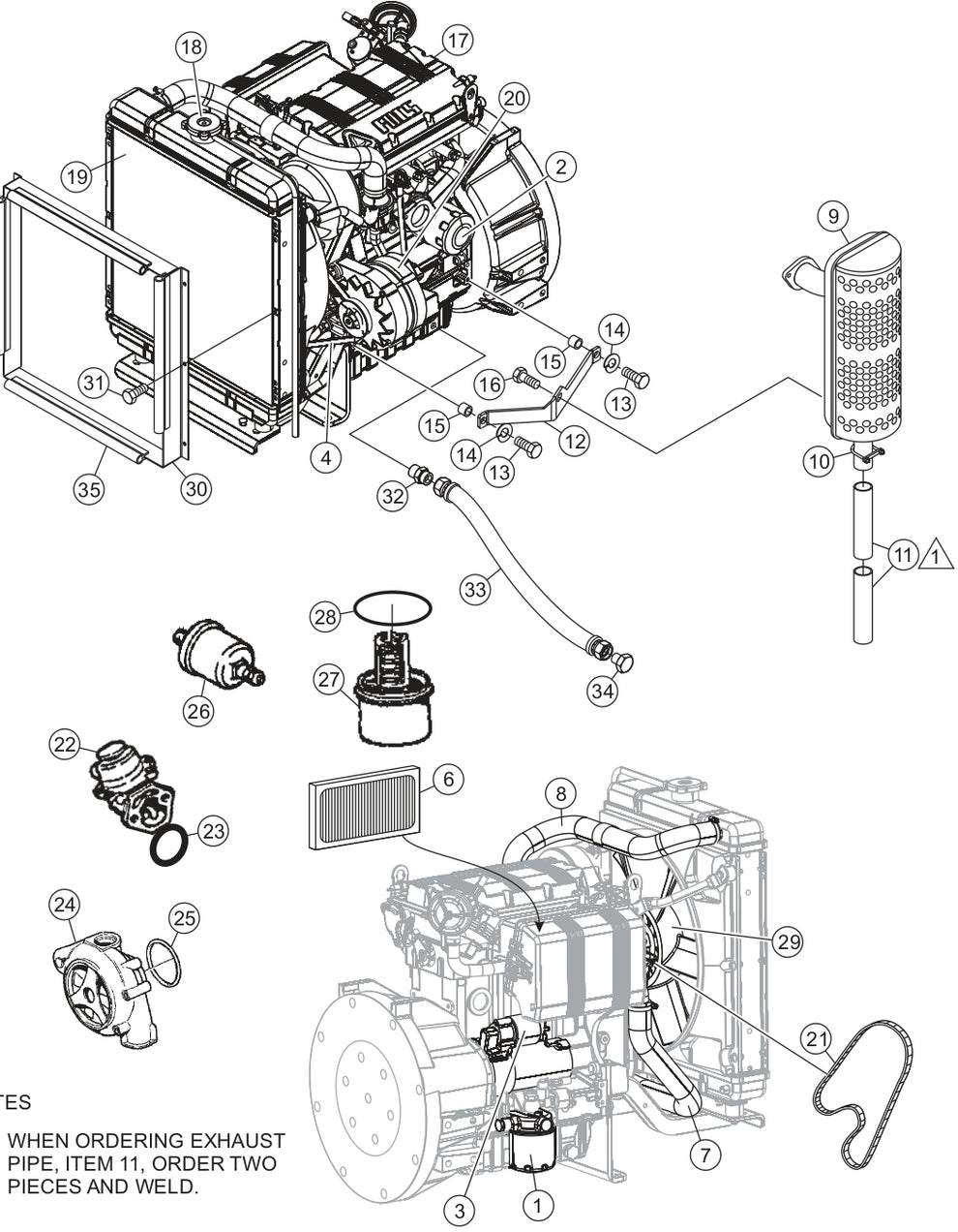 Engine Assembly Parts for LT12D50B Light Tower by Multiquip