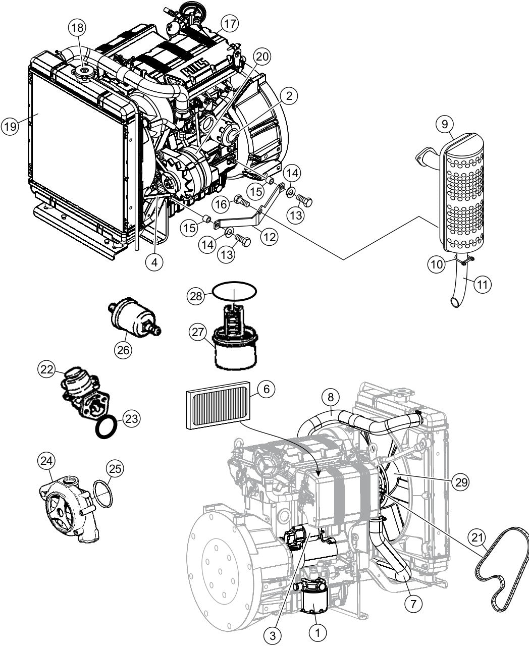 Engine Assembly Parts for LT12D50SA Light Tower By Multiquip