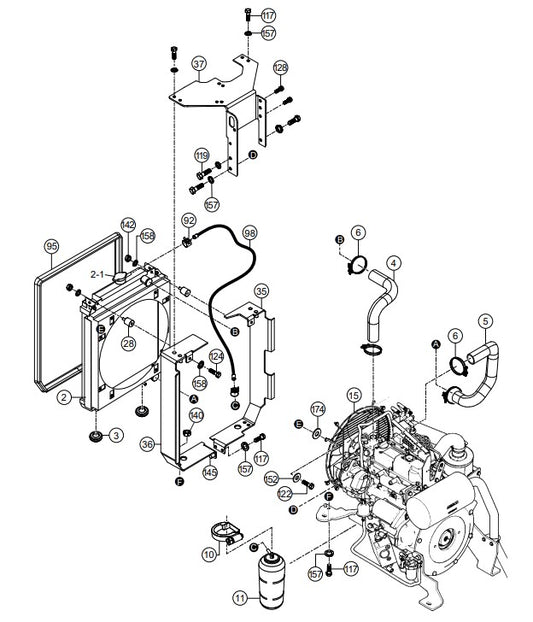 Engine Cooler Assembly Parts-RX 1575, RX 157533 YANMAR 3TNV80F DIESEL ENGINE