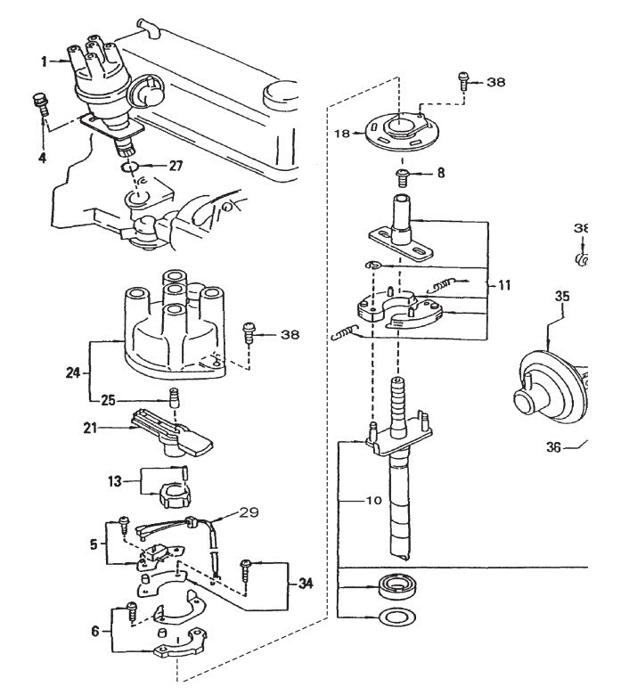 Distributor Assembly Parts-C-30HDNI PRECISION FUEL INJECTION S/N 240601