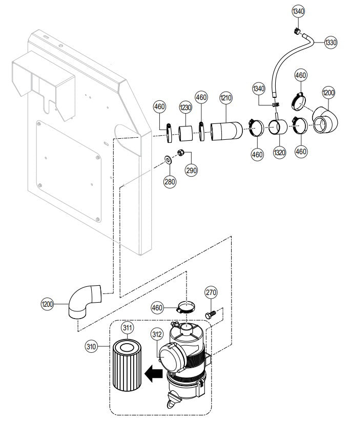 C30HDGA Pump Air Cleaner Assembly Parts By Multiquip