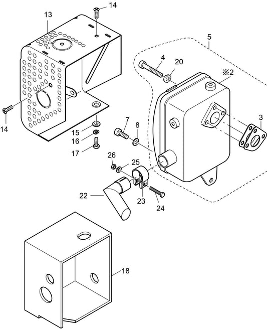 MVH408DZ HATZ 1B50 Engine Exhaust silencer Assembly Parts