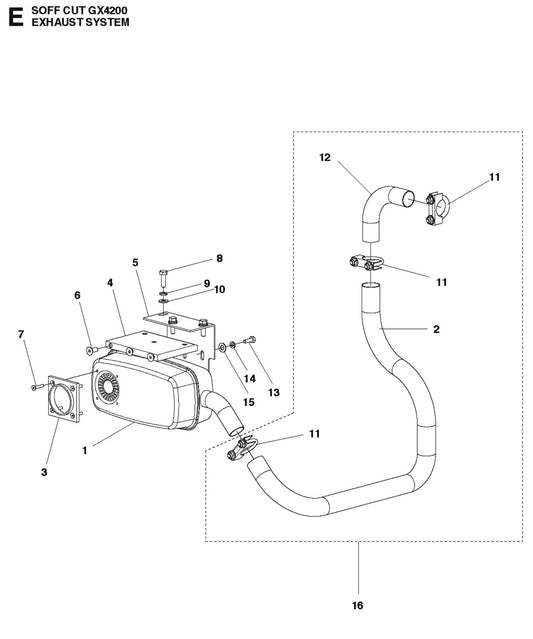 Exhaust System Parts For Soff Cut GX4200 by Husqvarna