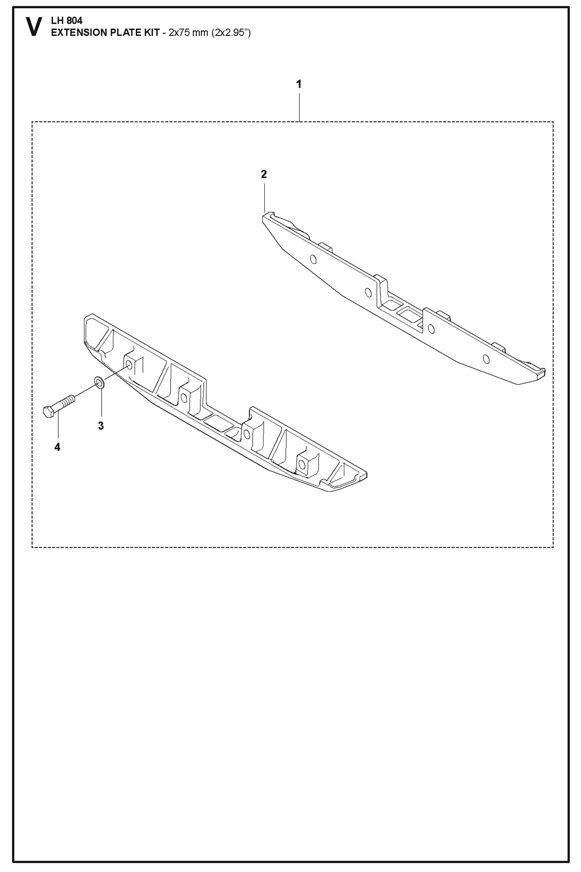 Extension Plate Kit- 2x75mm (2x2.95&quot;) Parts For LH 804 By Husqvarna