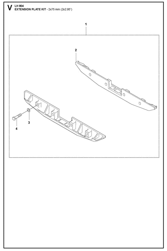 Extension Plate Kit- 2x75mm (2x2.95&quot;) Parts For LH 804 By Husqvarna